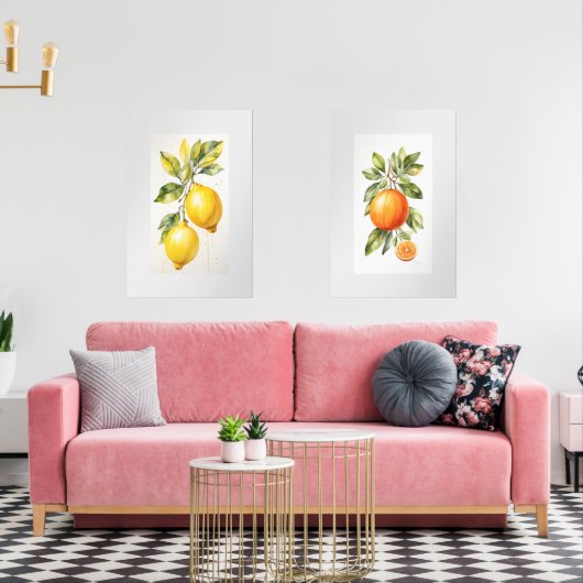 Set von zwei Wall Art Aquarell Fruchtdrucken (Wohnzimmer)