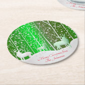 Set Weißer Reinder bearbeiten Name Grün Runder Pappuntersetzer (Angewinkelt)