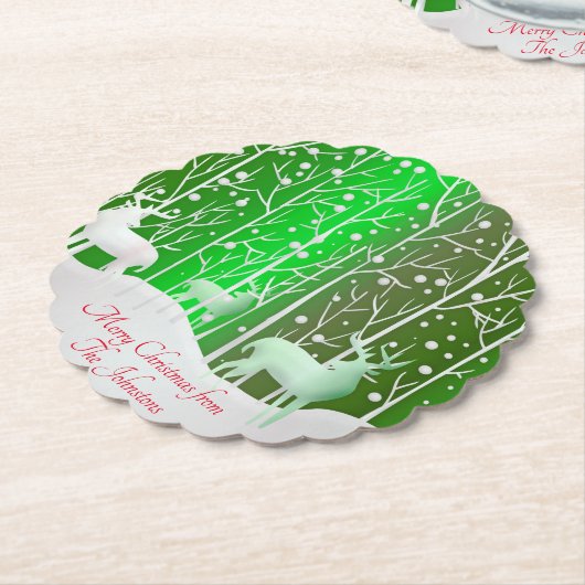 Set Weißer Reinder bearbeiten Name Grün Untersetzer (angewinkelt)