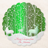 Set Weißer Reinder bearbeiten Name Grün Untersetzer (Vorderseite)