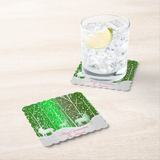 Set Weißer Reinder bearbeiten Name Grün Untersetzer (Vor Ort)