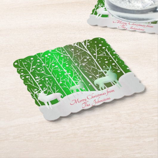 Set Weißer Reinder bearbeiten Name Grün Untersetzer (angewinkelt)