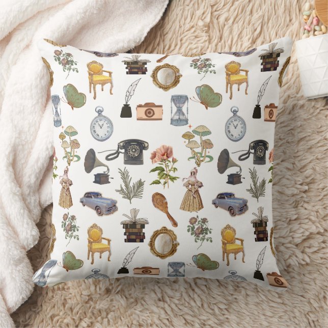 Set Wunderschöne alte Vintage Gegenstände Kissen (Decke)