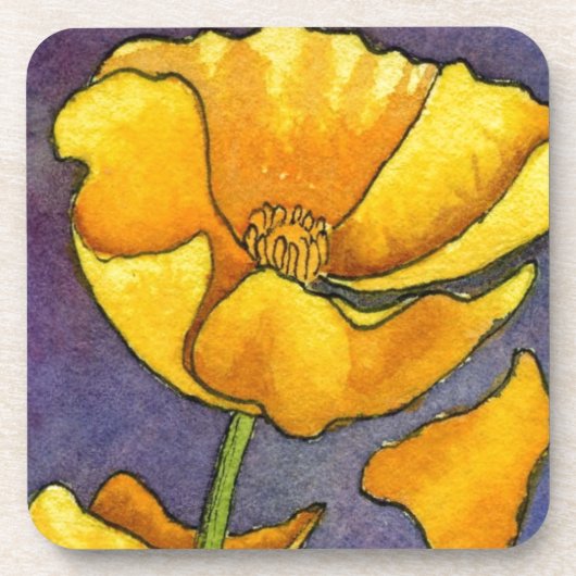 Set "Yellow Poppy" (Blumenmohn) Getränkeuntersetzer (Vorderseite)