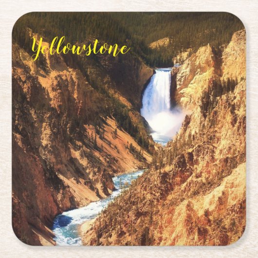 Set-Yellowstone-Fälle für Papier-Untersetzer Rechteckiger Pappuntersetzer (Vorderseite)