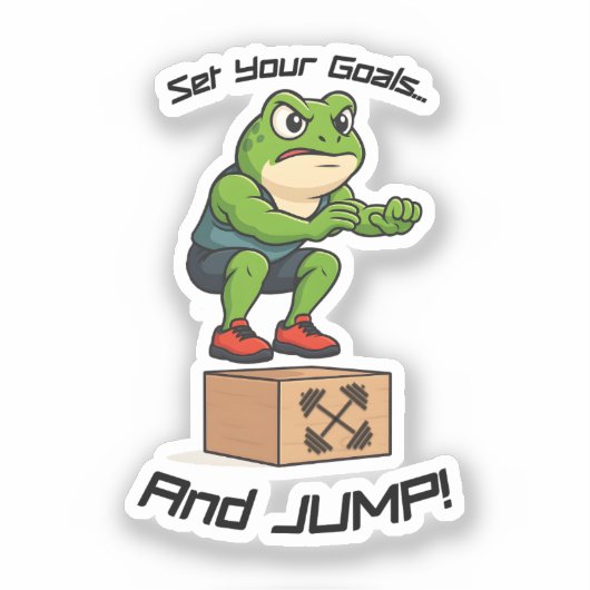 Set Your Goals And Jump - Male Frog Box Jump Aufkleber (Vorderseite)