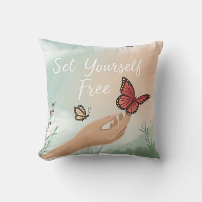“Set Yourself Free – Butterfly Release Art” Kissen (Vorderseite)