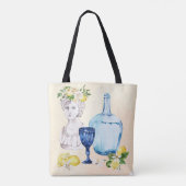 Set-Zitronen aus dem Mittelmeerraum und blaues Gla Tasche (Rückseite)