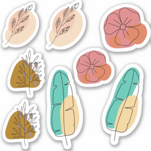 Set zu abstrakten Blume Aufkleber (Vorderseite)