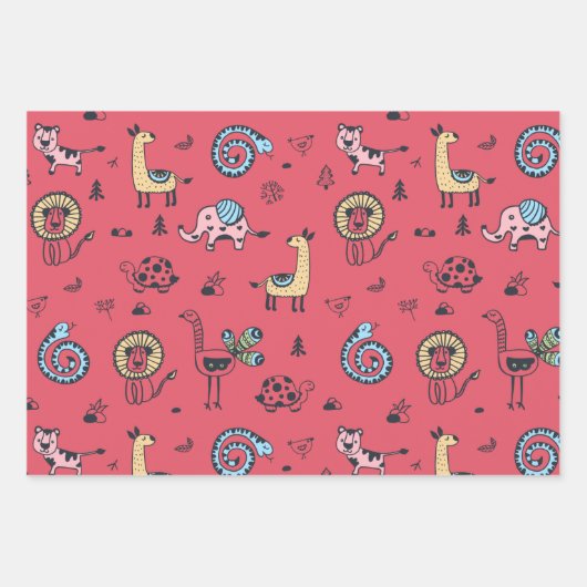 Set zum Abpacken von zusammengestellten Tieren Geschenkpapier Set (Vorderseite 2)