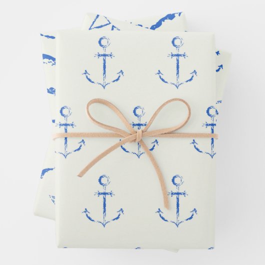 Set zum Blauen und Weißwein von Seeschiffen (3) Geschenkpapier Set (Beispiel)