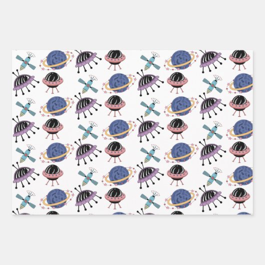 Set zum Thema "Weltraum" Geschenkpapier Set (Vorderseite 2)