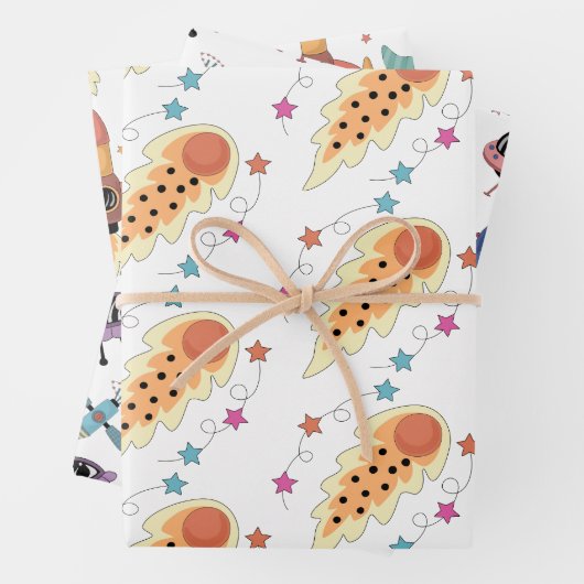 Set zum Thema "Weltraum" Geschenkpapier Set (Beispiel)