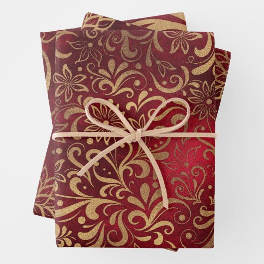 Set zum Umblättern von Rot- und Goldblättern Geschenkpapier Set (Beispiel)