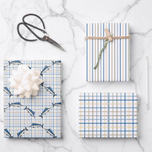 Set zum Umhüllen von Papier - Blaue Marline (Vorderseite)