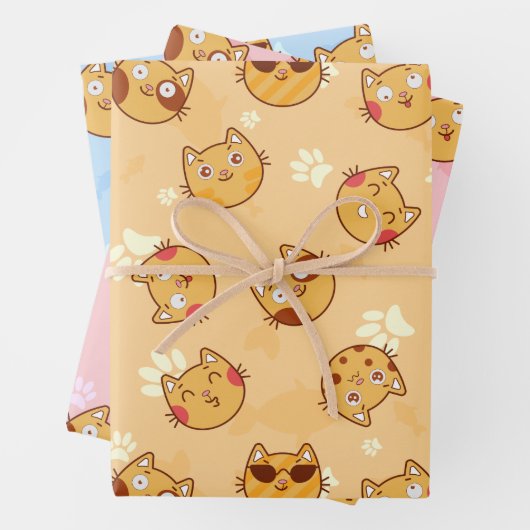 Set zum Umpacken von Katzen- und Pawdrucken Geschenkpapier Set (Beispiel)