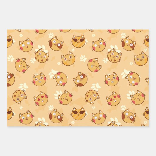 Set zum Umpacken von Katzen- und Pawdrucken Geschenkpapier Set (Vorderseite)