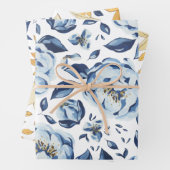Set zum Umpacken von Papier mit blauer und goldene (Beispiel)