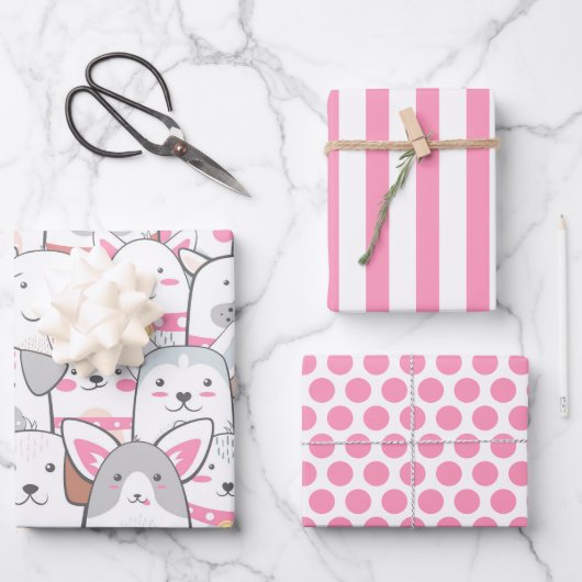 Set zum Wrapping von niedlichen Hunden Geschenkpapier Set (Vorderseite)
