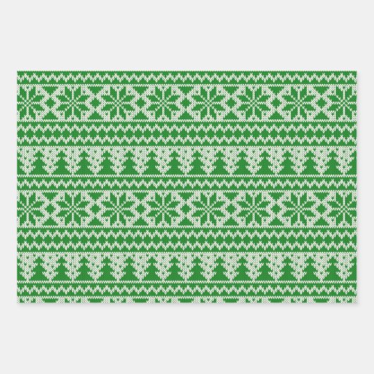 Set zum Wrapping von Weihnachts-Strick Geschenkpapier Set (Vorderseite 3)