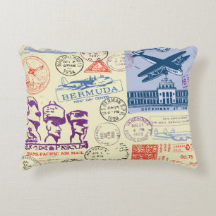 Set zur Dekoration der Vintagen Briefmarke Dekokissen