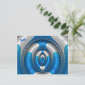 SETBright!~ Blue White 3D Fraktal Design ~ Postkarte (Stehend Vorderseite)