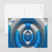SETBright!~ Blue White 3D Fraktal Design ~ Postkarte (Vorne/Hinten)