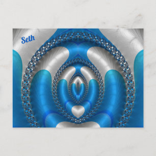 SETBright!~ Blue White 3D Fraktal Design ~ Postkarte