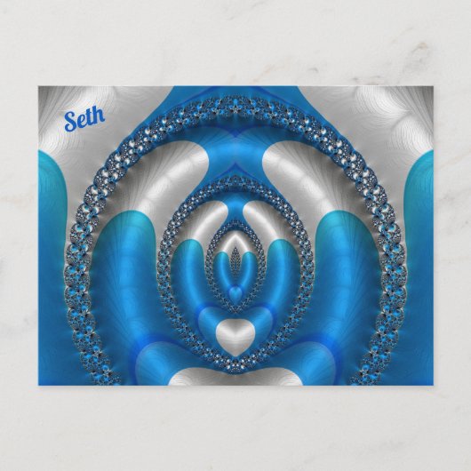 SETBright!~ Blue White 3D Fraktal Design ~ Postkarte (Vorderseite)