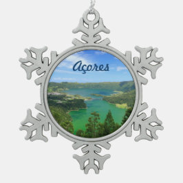Sete Cidades - Azoren Schneeflocken Zinn-Ornament