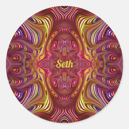 SETH ~ mehrfarbiges Fraktal Design ~ Runder Aufkleber (Vorderseite)
