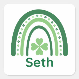 Seth Name Clover Boho Rainbow Quadratischer Aufkleber