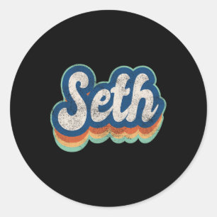 Seth Vorname Junge Vintage Stil 70er 80er Persönli Runder Aufkleber