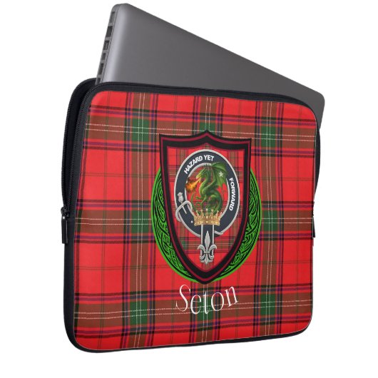 Seton Scottish Clan Tartan and Crest Laptopschutzhülle (Vorne Rechts)