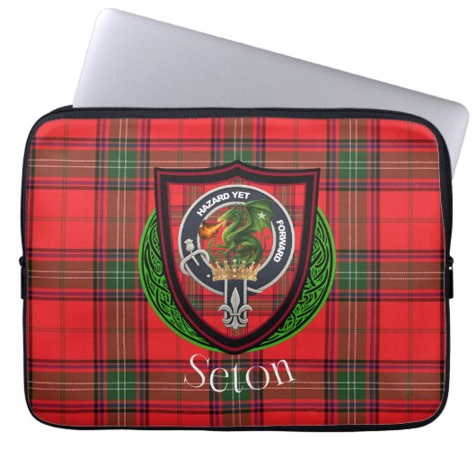 Seton Scottish Clan Tartan and Crest  Laptopschutzhülle (Vorderseite)