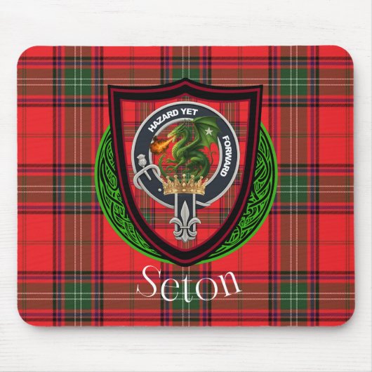 Seton Scottish Clan Tartan and Crest  Mousepad (Vorne)