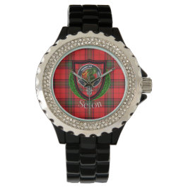 Seton Scottish Clan Tartan & Crest Armbanduhr