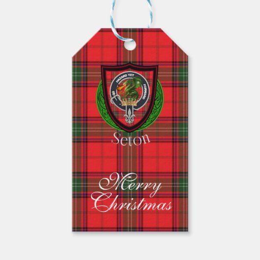 Seton Scottish Clan Tartan & Crest Geschenkanhänger (Vorderseite)