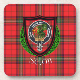 Seton Scottish Clan Tartan & Crest Getränkeuntersetzer