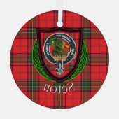 Seton Scottish Clan Tartan & Crest Ornament Aus Glas (Rückseite)