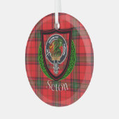 Seton Scottish Clan Tartan & Crest Ornament Aus Glas (Vorderseite links)