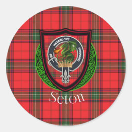 Seton Scottish Clan Tartan & Crest Runder Aufkleber