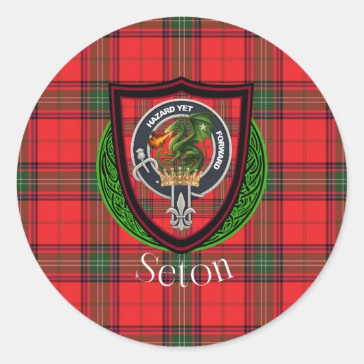 Seton Scottish Clan Tartan & Crest Runder Aufkleber (Vorderseite)