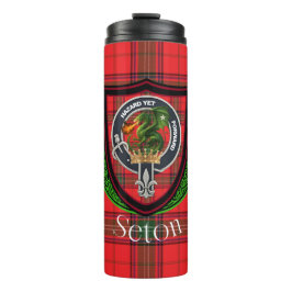 Seton Scottish Clan Tartan & Crest Thermosbecher