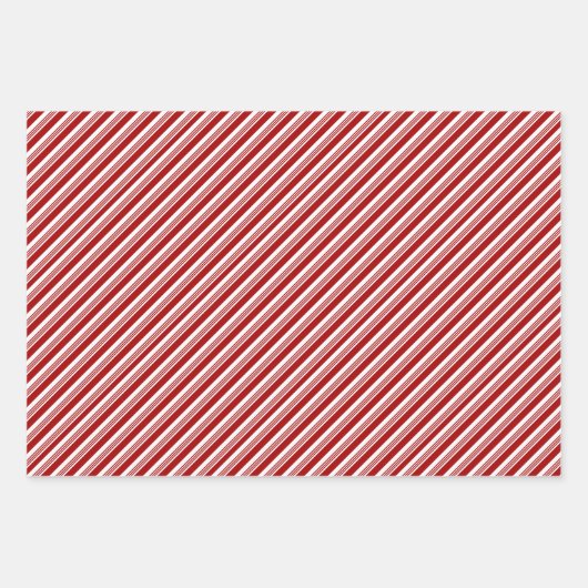 Sets aus rotem weißem Pfefferminzstreifen Geschenkpapier Set (Vorderseite 3)