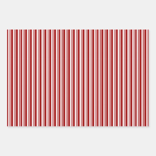 Sets aus rotem weißem Pfefferminzstreifen Geschenkpapier Set (Vorderseite)