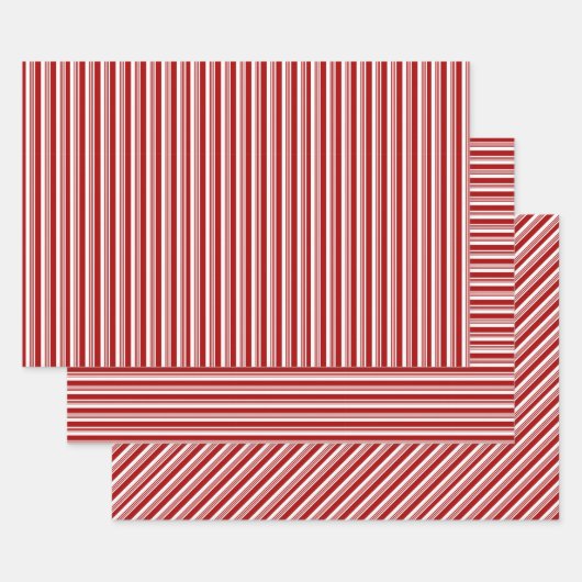 Sets aus rotem weißem Pfefferminzstreifen Geschenkpapier Set (Set)