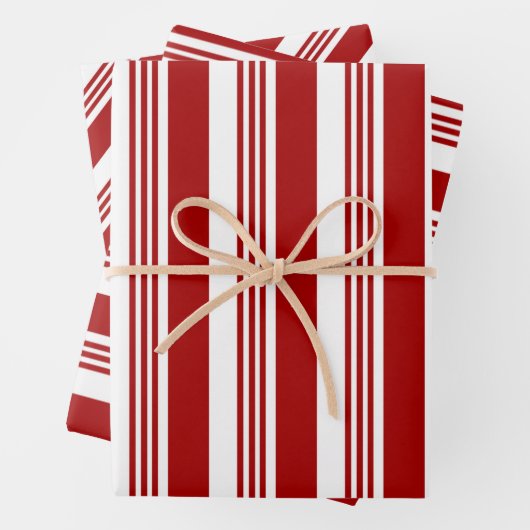 Sets aus rotem weißem Pfefferminzstreifen Geschenkpapier Set (Beispiel)