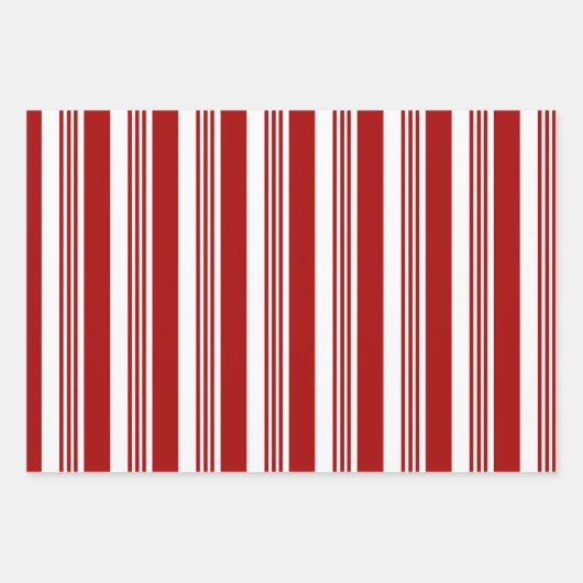 Sets aus rotem weißem Pfefferminzstreifen Geschenkpapier Set (Vorderseite)