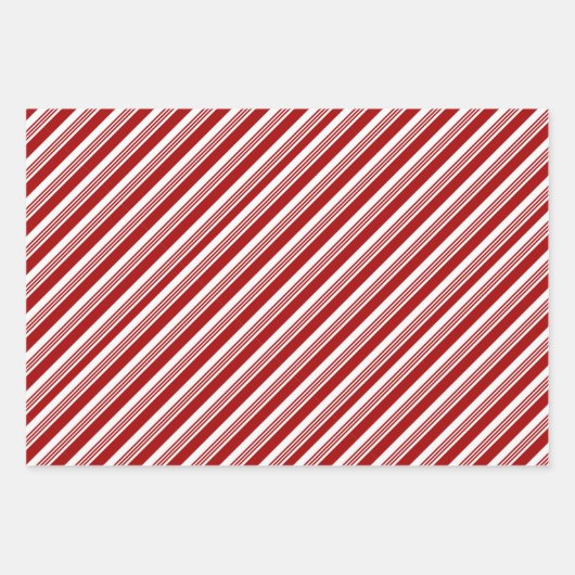 Sets aus rotem weißem Pfefferminzstreifen Geschenkpapier Set (Vorderseite 3)
